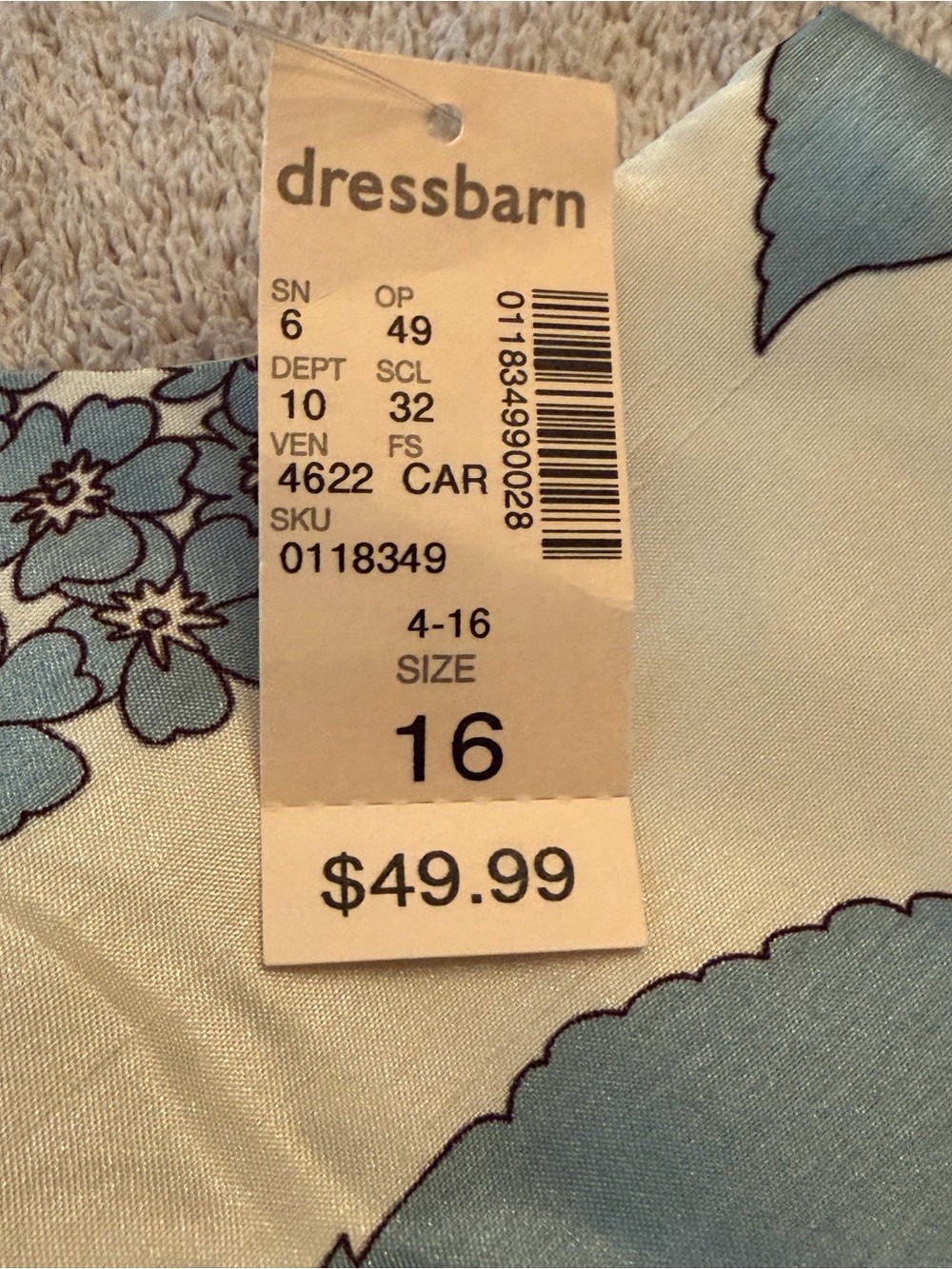 dressbarn Blue and Cream Floral Print Dress - Picture 5 of 8